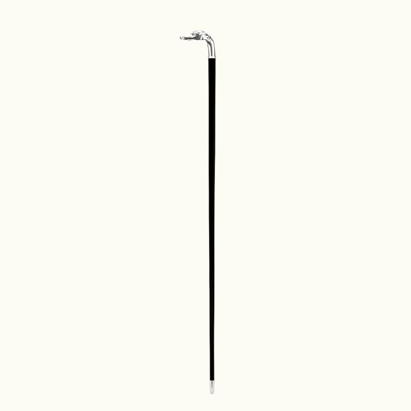Silver Greyhound Head Cane - Canes