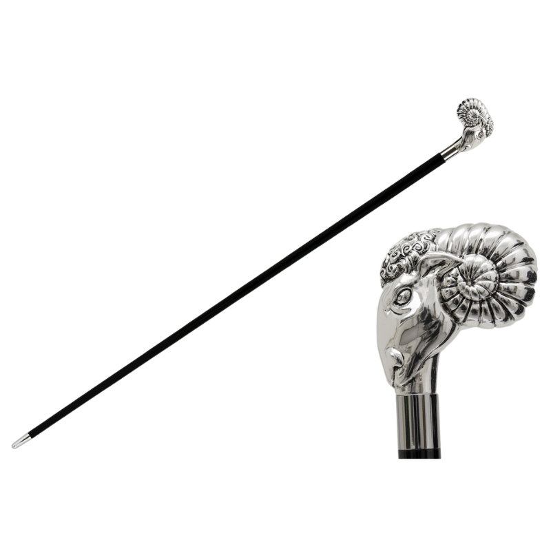 Silver Ram Cane - Canes