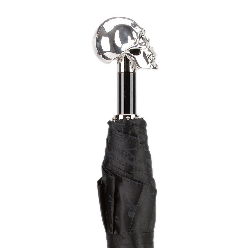 Skulls Print Silver Skull Folding Umbrella - Umbrella