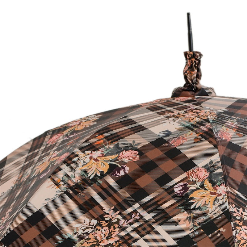 Tartan Parasol met Bloemen - Paraplu