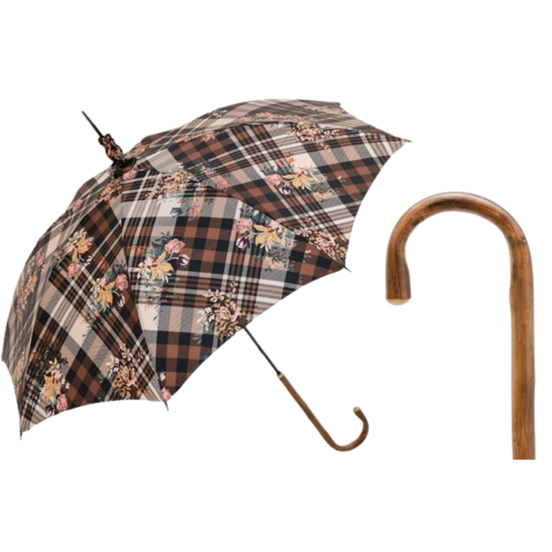 Tartan Parasol met Bloemen - Paraplu