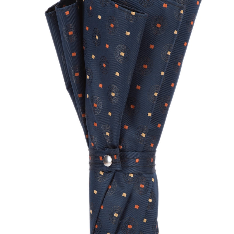 Tie Print Umbrella with Orange Leather Handle - Umbrella