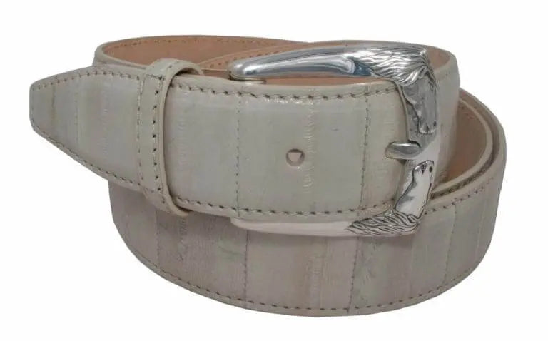 EAL Leather Belt with horse buckle of sterling grey silver
