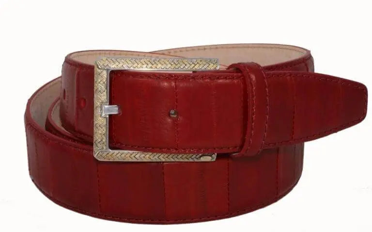 Red color belt of EAL leather with 18kt gold buckle