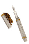 Luxury Leopard Fountain Pen in sterling silver and yellow sapphires 