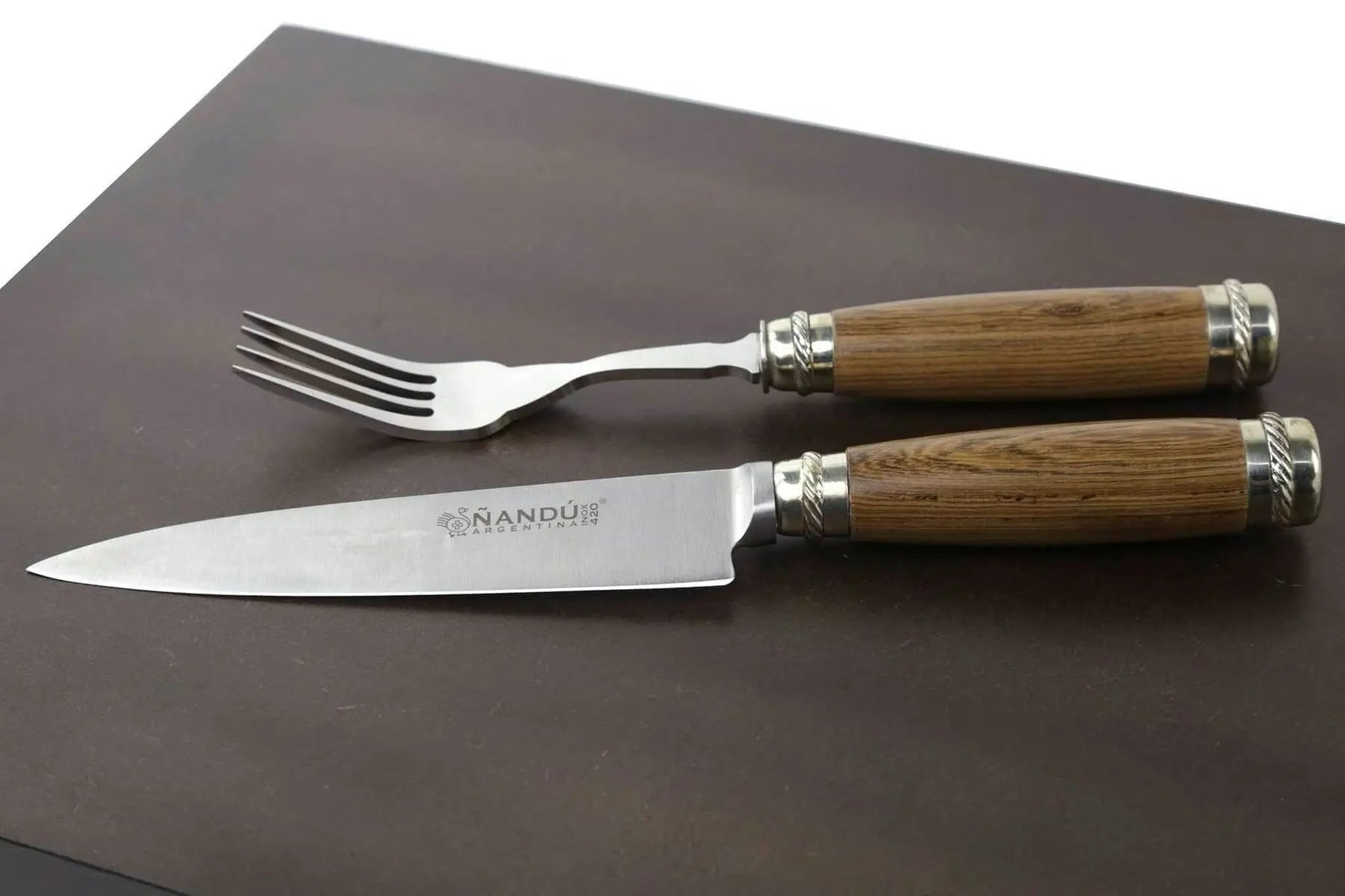 Steak Cutlery set with guayubira wood handles, stainless steel blades and wooden case