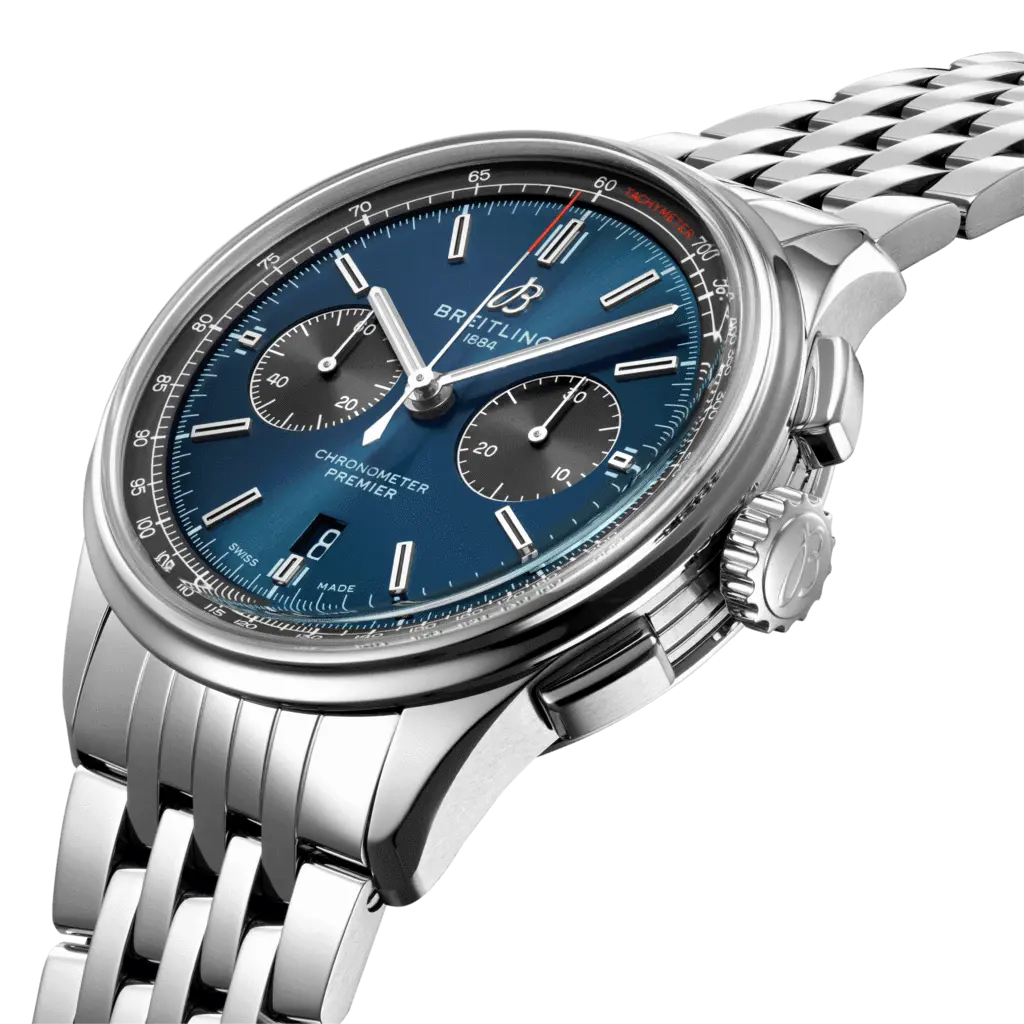 Breitling PREMIER wristwatch features a 42 mm stainless steel case