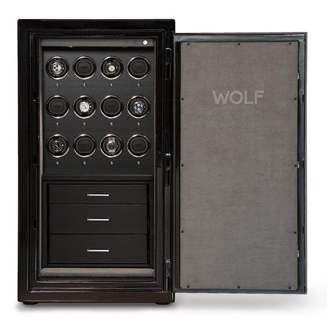 WOLF luxury watch safe with multiple watch winders and storage drawers
