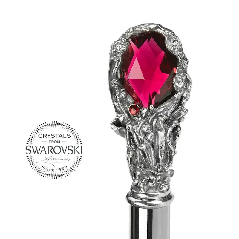 Luxury Red Gen And Swarovski Crystals Cane by Pasotti
