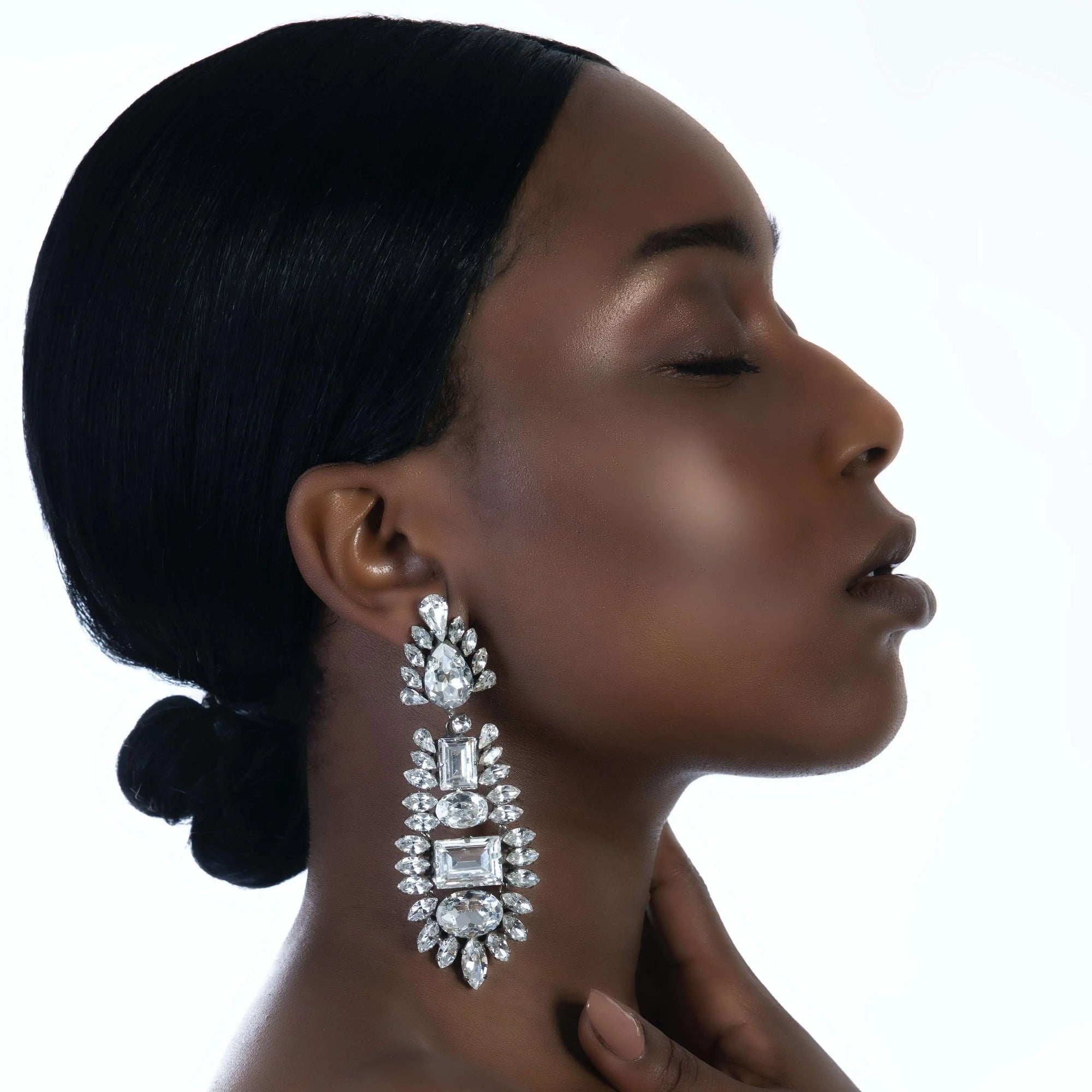 Luxury chandelier earrings made with Swarovski crystals 